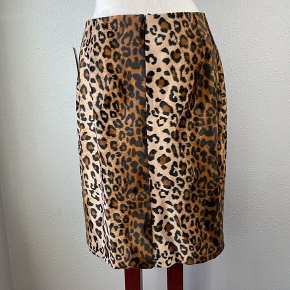 NWT INC Leopard Print Velour Skirt Size 10 - Picture 6 of 9